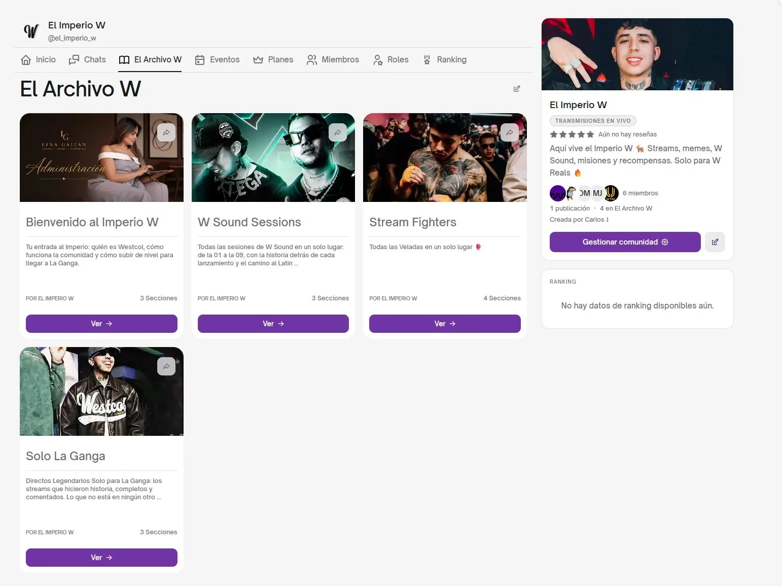 El Archivo W: cursos en video dentro de la comunidad El Imperio W